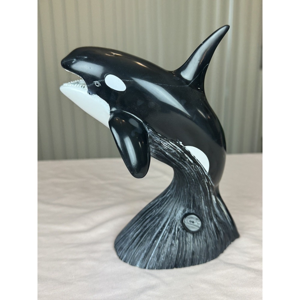 Cook Company  Black Onyx Orca Whale Sculpture 8x6x4. Killer Whale.